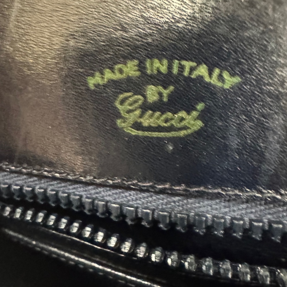 Old Gucci Vintage Black Polished Leather Horsebit Accent Shoulder Bag Auth - Picture 15 of 16